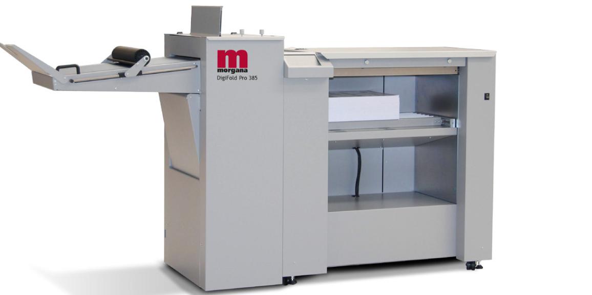 Morgana DigiFold Pro 385 High Speed Creaser Folder with fully automatic setup and deep pile feeder