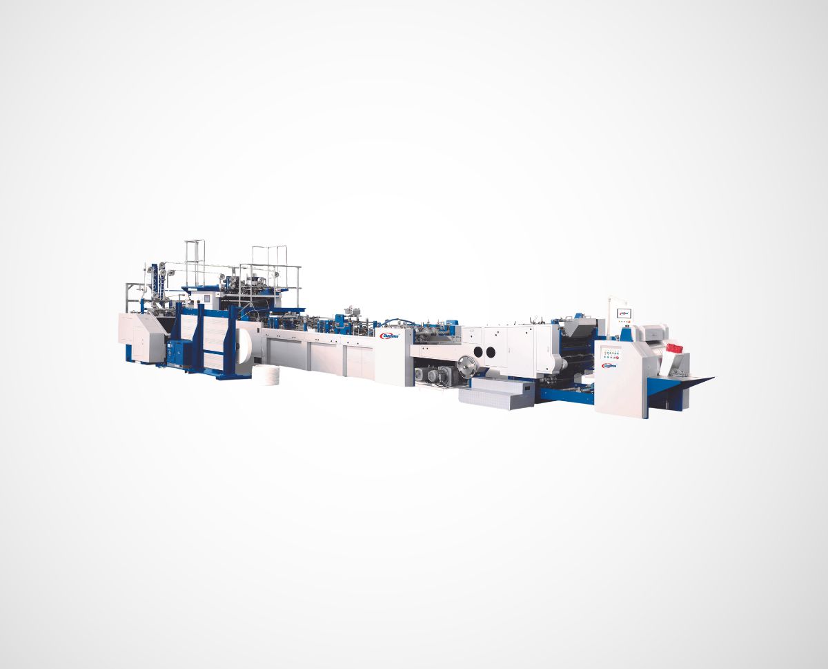 Champion SFH 43-15H Fully Automatic Sheet Feeding Paper Bag Making Machine with auto Handle Fixing Unit (Twisted Paper Rope) and standard accessories